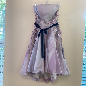 Hoco/Prom Strapless Flower/Beaded PurplePink Dress